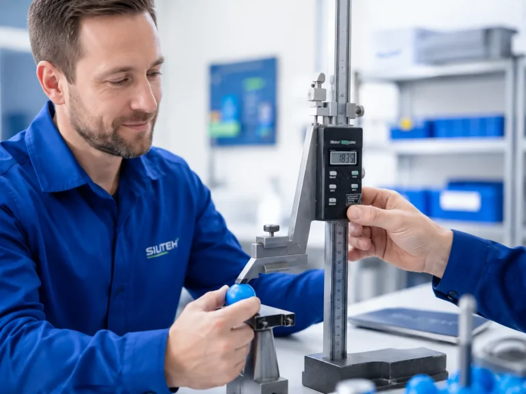 Technician inspecting tooling dimensions