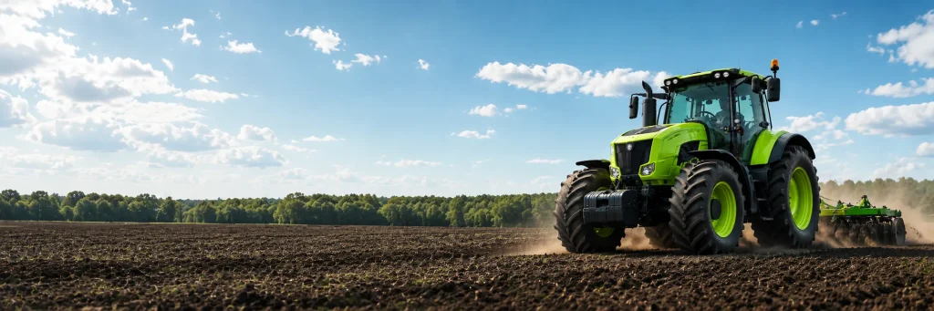 Agricultural machinery working in a field