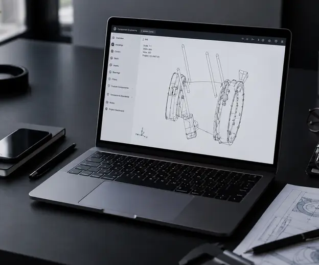 Component drawing open on an engineering workstation